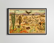 Listing image for 1930's Desert Wildlife POSTER! (up to 24" x 36") - Vintage Postcard - Southwest
