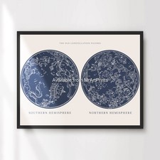 Listing image for Constellations Night Sky Star Map Art Print Astronomy Poster Outer Space Picture