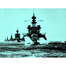 Listing image for USS Navy WWII War Battleships Blue Canvas Wall Art Print Poster