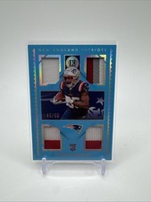 Listing image for 2022 Encased Rookie Quad Memorabilia Pierre Strong Jr Sapphire /50 Patriots