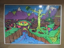 Listing image for Vintage Black Light Poster Psychedelic world IF I WAS ALONE 1970 In#G7556