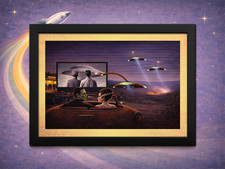 Listing image for Framed 1950s UFO Drive-In Invasion Print – Retro Sci-Fi Cruiser Wall Art