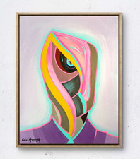 Listing image for Original Alien UFO Art 14x11 Canvas Bold Modern Abstract Expressionism Painting