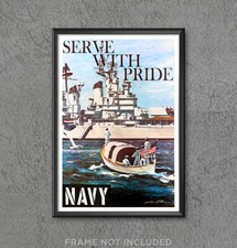 Listing image for US NAVY Serve With Pride Recruiting Poster Print GPO Sailor Ship Nolan Art 4203