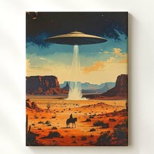 Listing image for Western Sci-Fi Ufo Canvascowboys And Extraterrestrial Encounter Art Wall Art