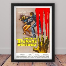 Listing image for Framed I was a Teenage Werewolf Cult Retro Vintage Horror Movie Poster Print