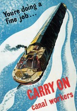 Listing image for WB17 Vintage WW2 Fine Work Canal Workers Carry On British WWII War Poster A4