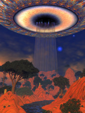 Listing image for Psychedelic UFO Alien Abduction Artwork Poster 18x24in