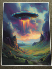 Listing image for UFO Landing in Alien Landscape Poster 18x24in