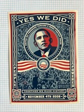 Listing image for Obama 2008 Yes We Did Shepard Fairy Stickers Moveon.org Election Memorabilia