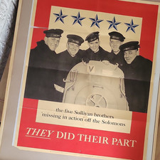 Listing image for WWII US Poster 'They Did Their Part' Five Sullivan Brothers Original Militaria
