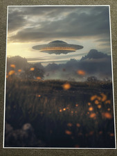 Listing image for Alien UFO Landing - Sci-Fi Spaceship in Scenic Wilderness Poster 18x24in
