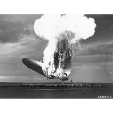 Listing image for Cofod Zeppelin Airship Hindenburg Burning Photo Canvas Wall Art Print Poster