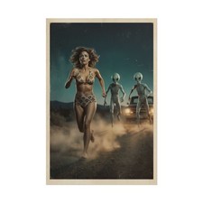 Listing image for Alien UFO Encounter Poster, Vintage Sci-Fi Wall Art Print, Retro Decor