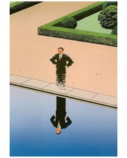 Listing image for Guy Billout "Real Shadow" Surreal Man Reflection Water Pool Art Poster