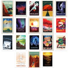 Listing image for NASA Poster Space Exploration Travel Ad Pack x 18 Posters Unframed Art Prints