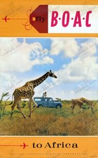 Listing image for Vintage BOAC Fly to Africa 1960s Travel Poster Wall Art Print Retro