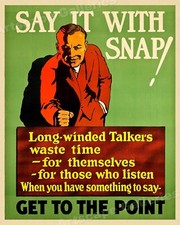 Listing image for Say It With Snap! - 1920s Work Incentive Motivational Poster - 24x30
