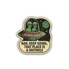 Listing image for Space Alien Sticker 4 inch Vinyl Decal Funny Alien Earth Meme Waterproof