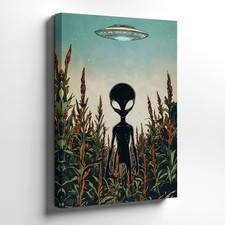 Listing image for Wall Art Alien Figure UFO Spaceship Cornfield Sci Fi Fantasy Poster Print Decor
