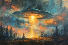 Listing image for Ufo Alien Flying Saucer Canvas Picture Print Wall Art