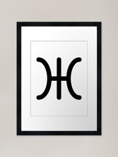 Listing image for UMMO alien symbol black and white F Framed Wall Art Poster Canvas Print Picture