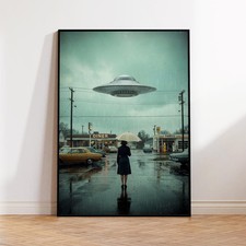 Listing image for Vintage UFO Poster, Retro 1970s Sci Fi Photography Print, Alien Spaceship Print