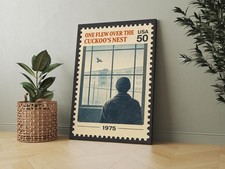 Listing image for One Flew Over Movie Retro Stamp Art Print | Vintage Art Poster | Canvas & Framed