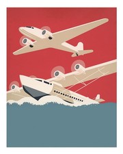 Listing image for Vintage Aviation Poster Wall Art - Retro Airplane Decor Fine Art Print