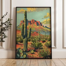 Listing image for Southwest Desert Travel Poster Retro Landscape Art Office Wall Decor