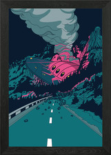 Listing image for UFO Crash Landing Framed Wall Art Poster Canvas Print Picture