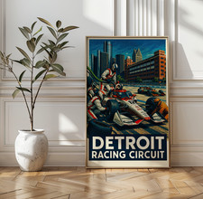 Listing image for Detroit Racing Circuit Poster | Detroit Street Track Racing Art Print