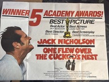 Listing image for 1975 UK Quad Movie Poster ONE FLEW OVER THE CUCKOOS NEST 40 x 30 Jack Nicholson