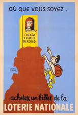 Listing image for Original Vintage Loterie Nationale Poster Où que vous soyez… Maurice Henry 1959