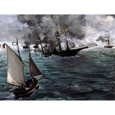 Listing image for Manet Battle USS Kearsarge Css Alabama Painting Canvas Wall Art Print Poster