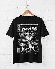 Listing image for Retro Comic Book Style UFO's Attack T Shirt Funny Alien 50s Cinema Style Design