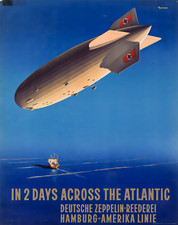 Listing image for Hindenburg Zeppelin Poster German Airship Wall Art- 12X16/16X20/18X24/24X36