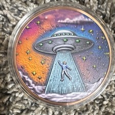 Listing image for 5 oz .999 Fine Copper Alien UFO Abduction Round Bullion Collectible
